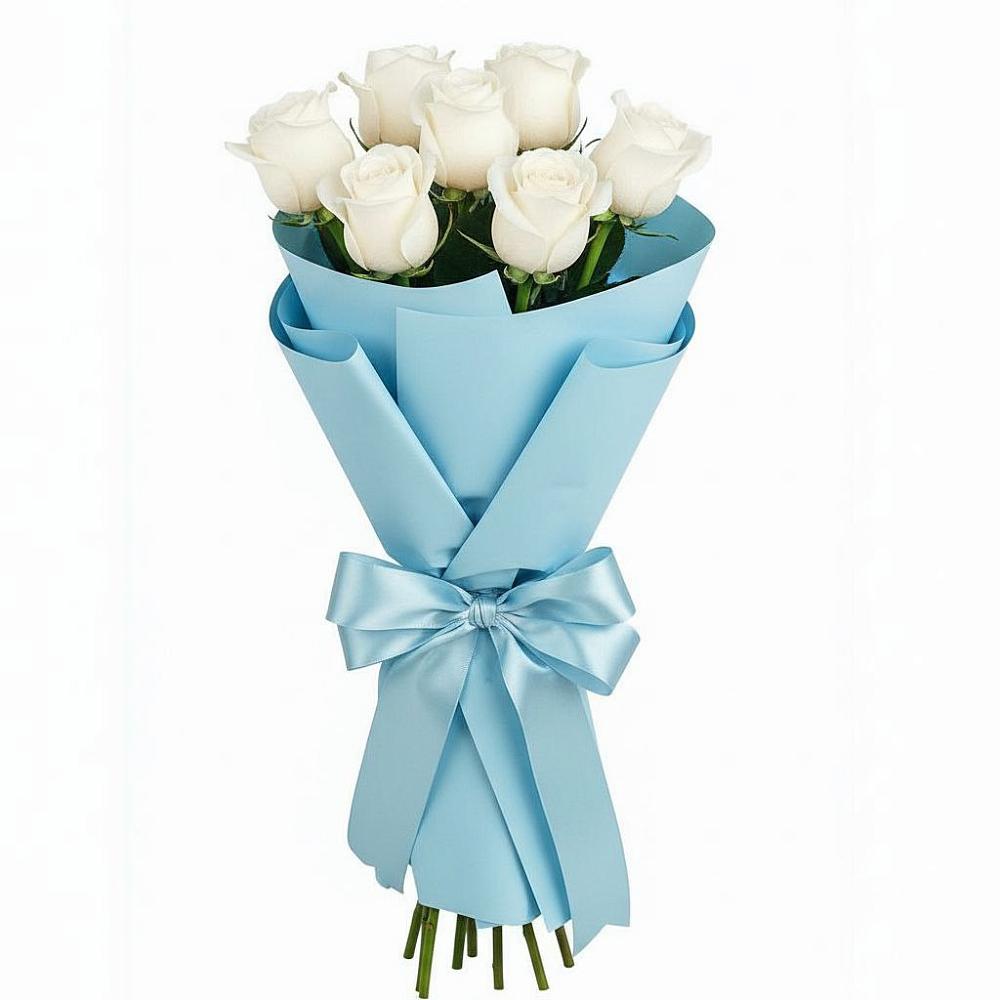 Букет 7 белых роз Проуд в Тлюстенхабль