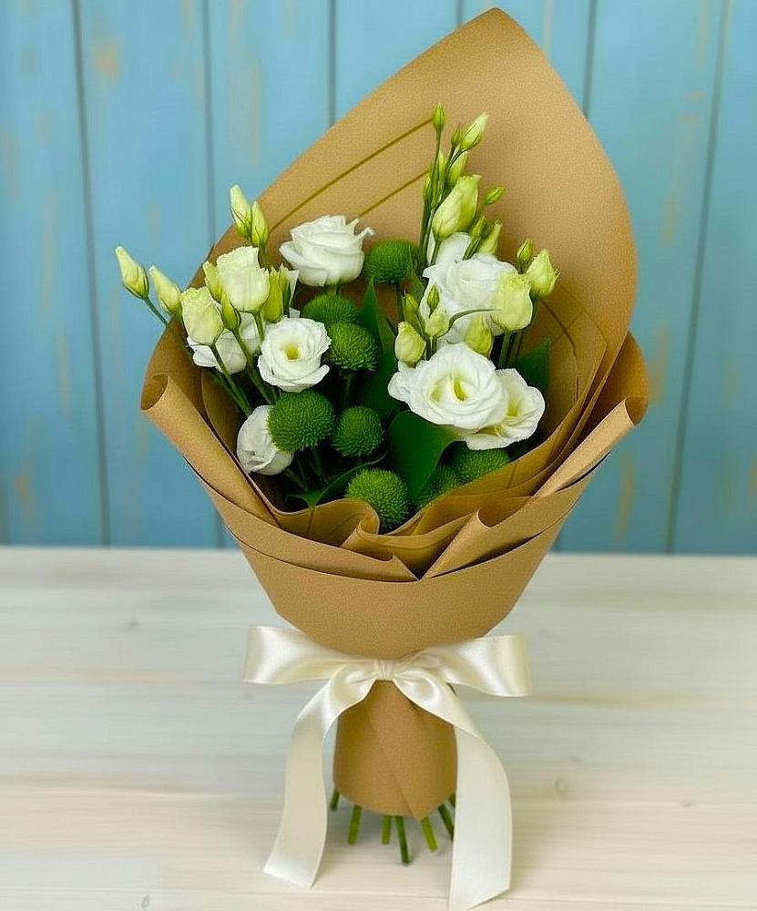 Букет цветов из: Хризантемы и Лизиантусы в Тлюстенхабль