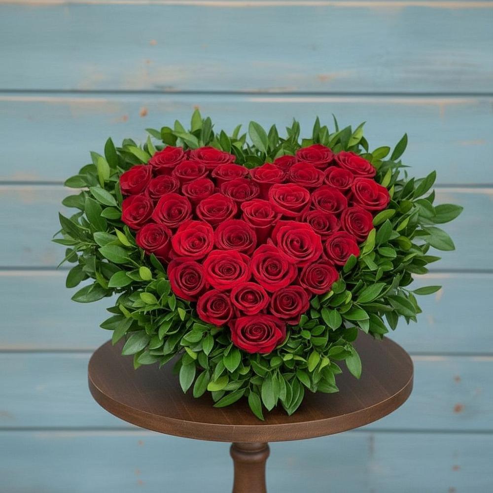 Цветочная композиция из Розы в виде сердца в Тлюстенхабль