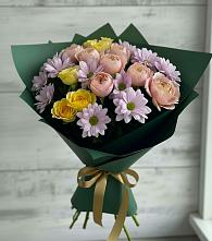 Букет цветов из:  Хризантемы и Розы в Тлюстенхабль