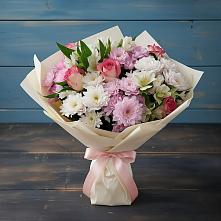 Букет цветов из:  Хризантемы, Альстромерии и Розы в Тлюстенхабль