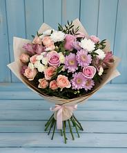 Букет цветов из:  Хризантемы, Розы и Альстромерии в Тлюстенхабль