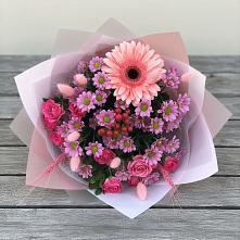 Букет цветов из:  Розы, Герберы и Хризантемы #REPLACE_PRED# Тлюстенхабль