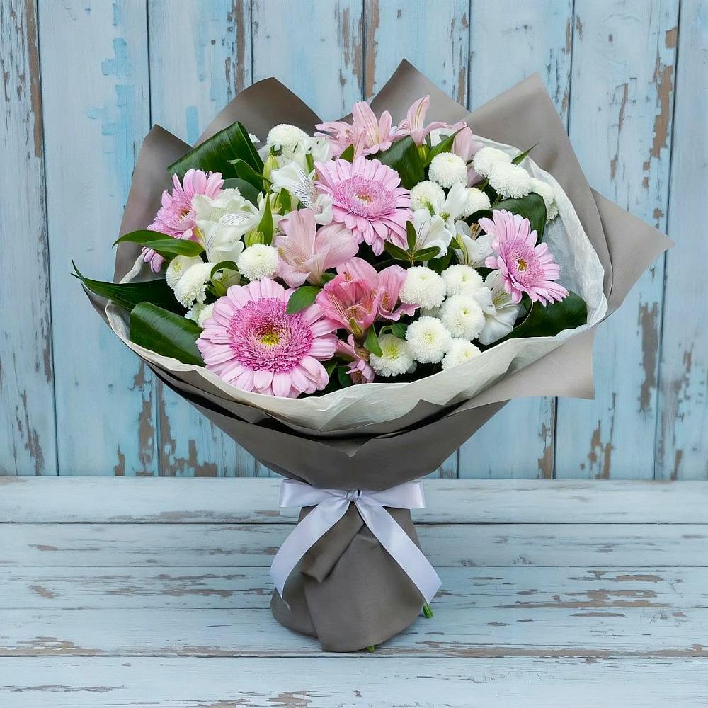 Букет цветов из: Герберы, Альстромерии и Хризантемы в Тлюстенхабль