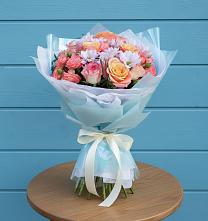 Букет цветов из:  Хризантемы и Розы в Тлюстенхабль